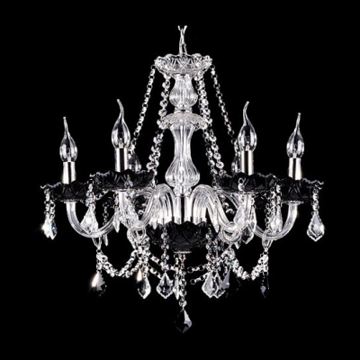 Dining Room Majestic Black Tray Six Candle Lights Traditional and Graceful Chandelier