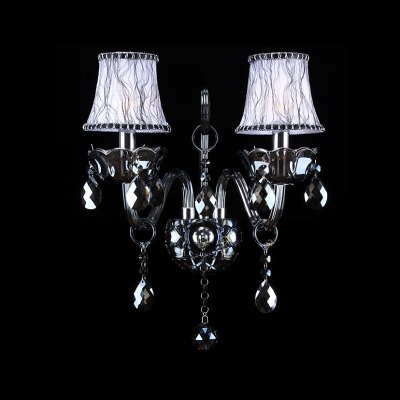 Elegant Scrolling Arms and Luxury Fabric Shades Creates Striking Wall Sconce