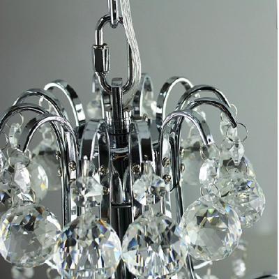 Glamorous Single Light Large Pendant Features Graceful Scrolling Arms Hanging Strands of Crystal Beads