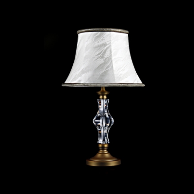 Great Clear Crystal Table Lamp Add Light and Elegance with Beige Fabric Bell Shade