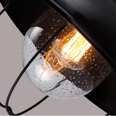 Single Light Black Outdoor Wall Light with Glass Shade