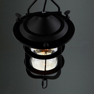 Lantern Like Black Finished LED Mini Wall Light with Outer Cage