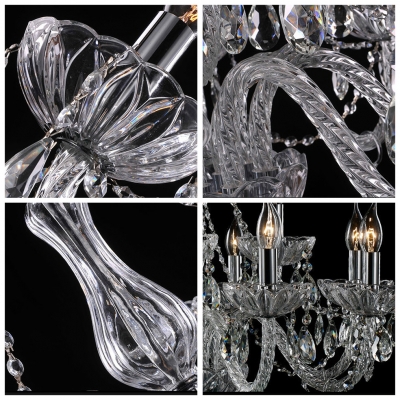Large and Beautiful Two-Tiered 12-Light Clear Crystal Chandelier for Dining Room