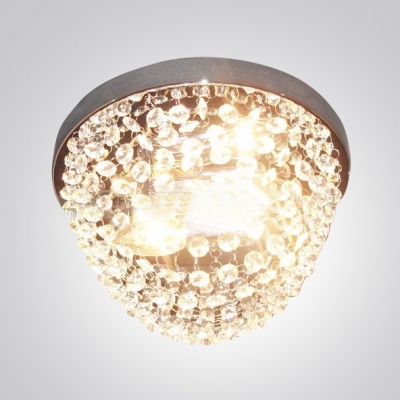 Lush Exquisite Flushmount Ceiling Light Features Stunning Strands of Crystal Hang From Circle Chrome Finish Canopy