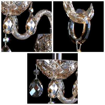 Luxury Double Light Crystal Wall Sconce Offers Decorative Sculpture and Graceful Curving Crystal Arms