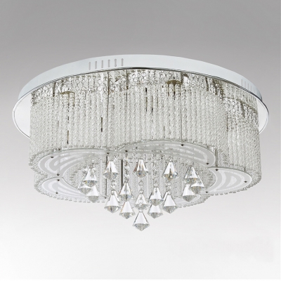 Romantic and Bold Crystal Accented and Round Chrome Finished Canopy Modern Flush Mount