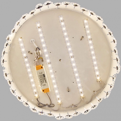 Soft and White Round LED Flush Mount Lights Embedded by Crystal Beads
