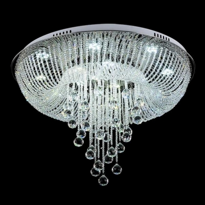 Spectacular Clear Crystal Strands Cascades and Crystal Balls Rainfall Gorgeous Flush Mount