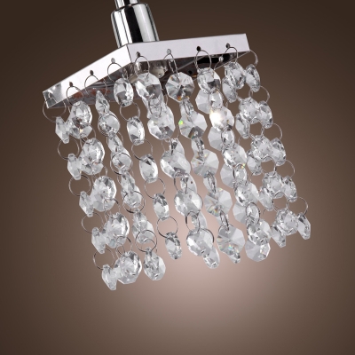 Spectacular Polished Chrome Island Chandelier Offers Fabulous Strands of Clear Crystal