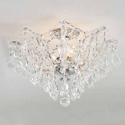 Timeless Semi-flush Ceiling Light Features Shimmering Clear Hand Cut Crystal Beads Bring out Beauty