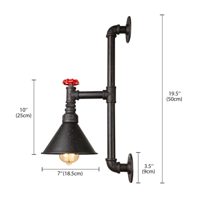 Industrial Pipe LED Wall Sconce with Cone Shade