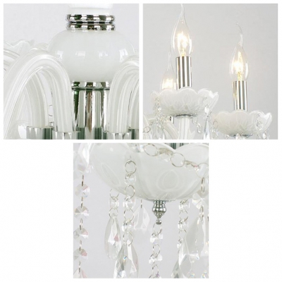 White Chic 3-Light Crystal Chains and Drops Lovely Mini Chandelier