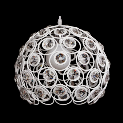 White Chic Modern Novelty Mini Dome Shape Pendant with Round Crystal Beads