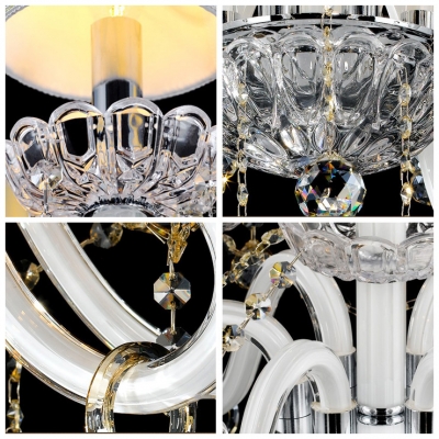 White Finish and Crystal Bobeches Add Glamour to Magnificent Four Light Chandelier