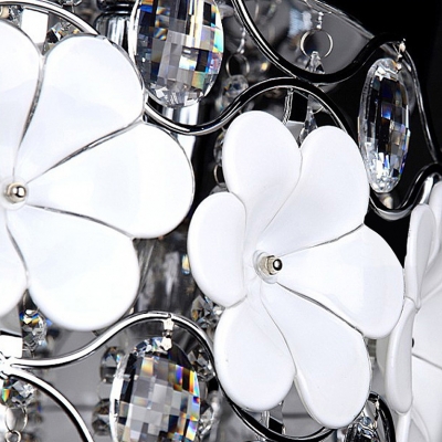 White Flower Details metal Web Shade Faceted Crystal Droplets 12.6