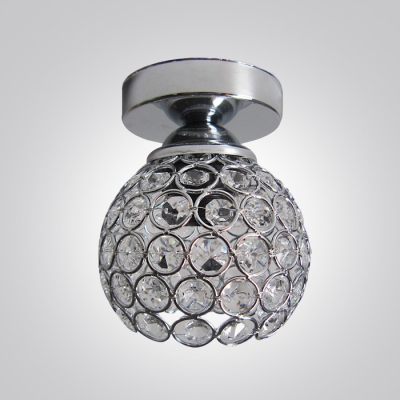 Wonderfully Bowl Shade Crystal Beads Embedded Semi-Flush Mount in Chrome Finish