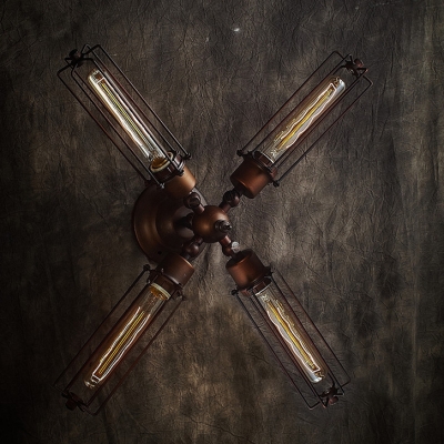 Antique 4-light Cross LED Wall Sconce in Industrial Style