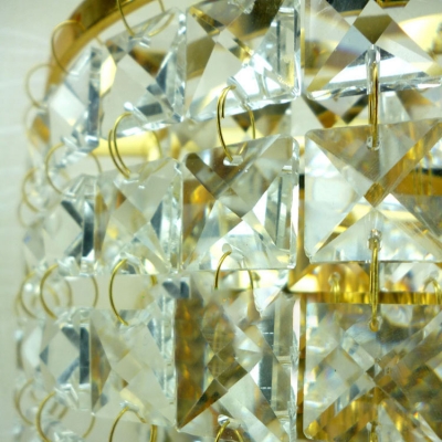 Beautiful Polished Chrome Banding Offers Gleaming Finish for Contemporary Clear Crystal Wall Sconce.