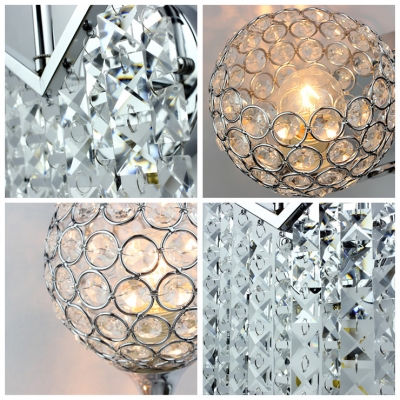 Beautiful Single-light Wall Sconce Features Globe Design with Crystal Beads