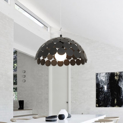 

Metal Pendant Light In Downward Semicircle ShapeBlack, Black;white, HL374825