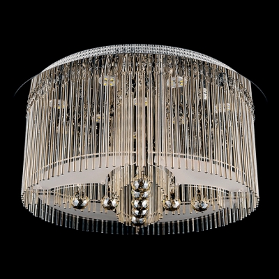 Bold and Elegant Rounded Crystal LED Flush Mount with Chrome Finished Stainless Steel Canopy