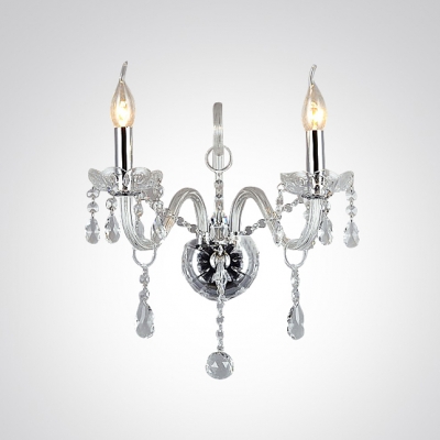 Clear Crystal Embraces Two Candle-style Light Stunning Wall Sconce