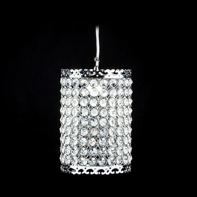 Electroplated Chrome Finished Cylindrical Shape and Sparkling Crystal Beaded Mini Pendant