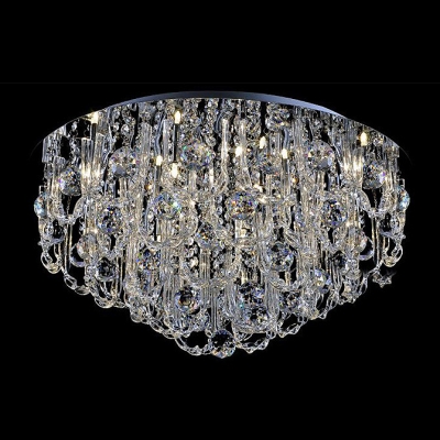 Elegantly Stainless Steel Canopy Glittering Crystals 23.6"Wide Large Flush Mount