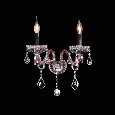 Gleaming Beautiful Curving Arms Offers Elegance to Dazzling Two Light Crystal Wall Sconce