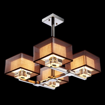 Glistening Four Light Pendant Light Completed with Mysterious Black Shades Creating Contemporary Embellishment