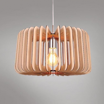 Modern 11.8”Wide Round Wood Large Pendant Light in Designer Style