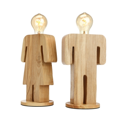 Novelty and Lovely Human Shape Wooden Designer Table Lamp