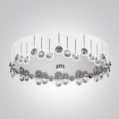 Soft and White Round LED Flush Mount Lights Embedded by Crystal Beads