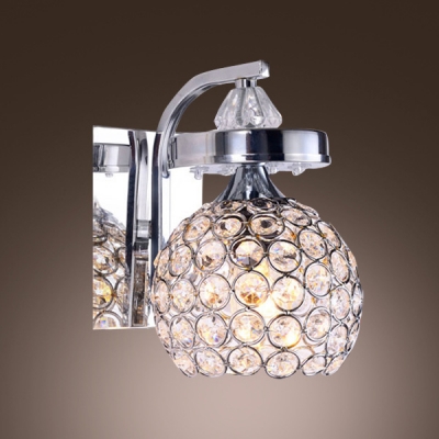 Sparkling Single Light Wall Sconce Adorned with Beautiful Crystal Beads Mounted in Steel Frame