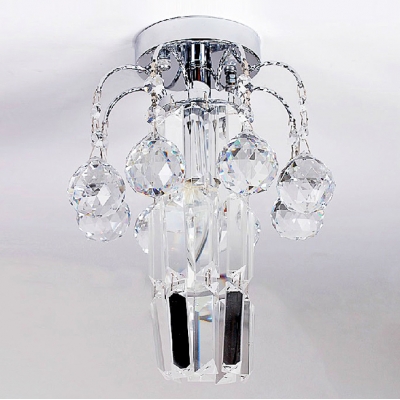 Striking Semi-flushmount Ceiling Light Fixture Features Hand-cut Lead Crystal Center and Balls