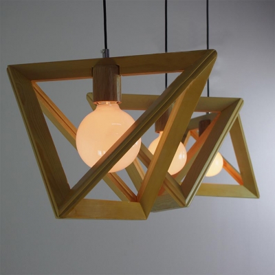 Wooden Triangle Brilliant Design Large Pendant Light for Dining Room