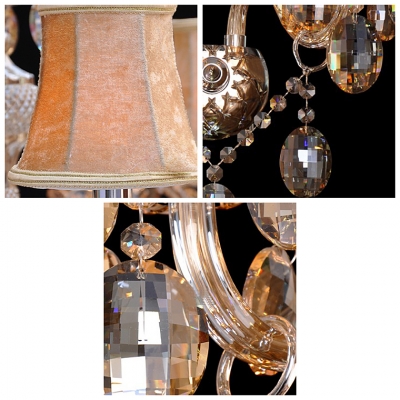 Lustrous Double Light Wall Sconce with Graceful Curving Arms and Clear Crystal Drops