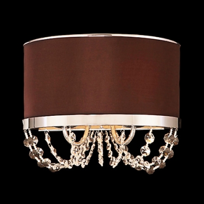 Offer Sophisticated Look to Your Walls with Sconce Featuring Strands of Crystals and Elegant Brown Shade