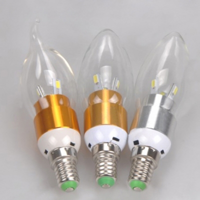 E14 360° Golden  3W 85-265V Cool White LED Candle Bulb