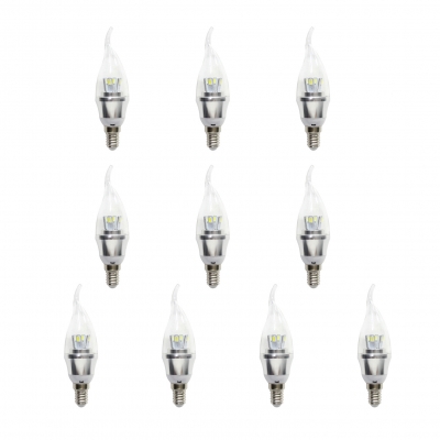 

Silver Finished 10Pcs AC85-265V E14-5730 4W LED Candle Bulb