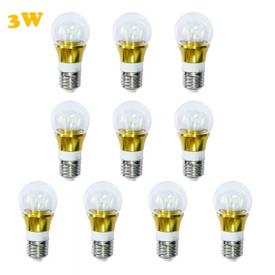 10Pcs 6000K E27 3W 300lm 85-265V Mini LED Ball Bulb in Gold Fiinish