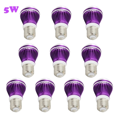 10Pcs Purple Globe Bulb 300lm E27 5W Warm White Light