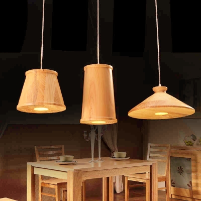 Novelty Three Light Wood Designer Multi-Light Pendant With Wooden Rectangular Canopy