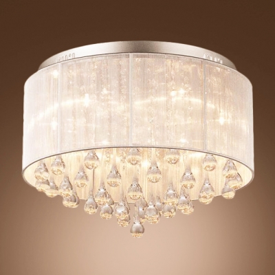 Stunning Crystal Teardrops Hang Together 6-Light Contemporary Style Flush Mount Lighting