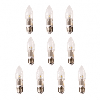 10Pcs 360° 240lm E27 Candle Bulb 3W Silver  Warm White