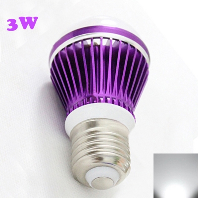 3W Purple 300lm E27  Cool White Light LED Bulb