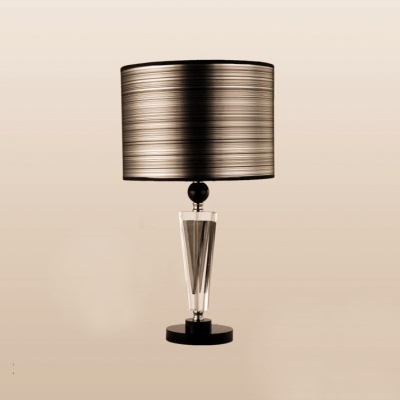 Sophisticated Table Lamp Set Featuring Crystal Center  Topped with Black Drum Shade