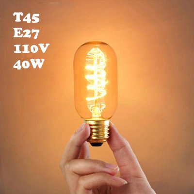 220V 45*112mm T45 E27 40W Edison Bulb