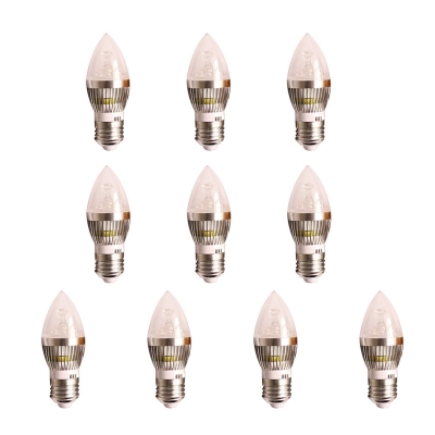 10Pcs 180 550lm E27 Candle Bulb 5W Silver Cool White