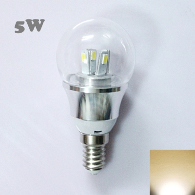 5W 85-265V E14 Silver Fiinished Mini LED Ball Bulb